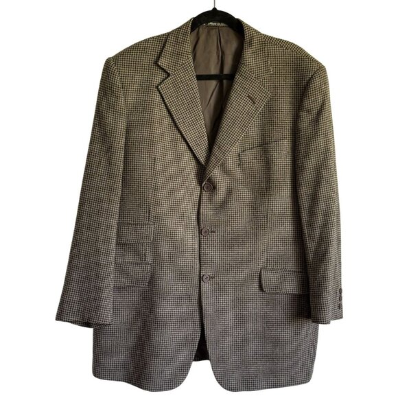 Giorgio Armani Le Collezioni Mens Houndstooth Blazer Jacket 2-Button Wool Italy - Picture 1 of 8